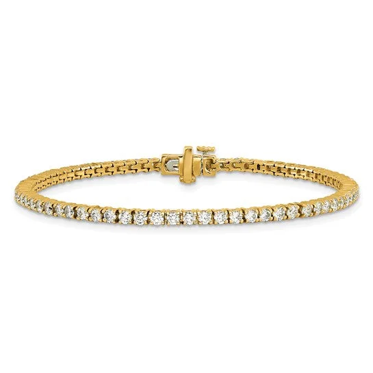 Ladies bracelets glossy finish -14k Yellow Gold 2.95ct Laboratory Grown Tennis Bracelet