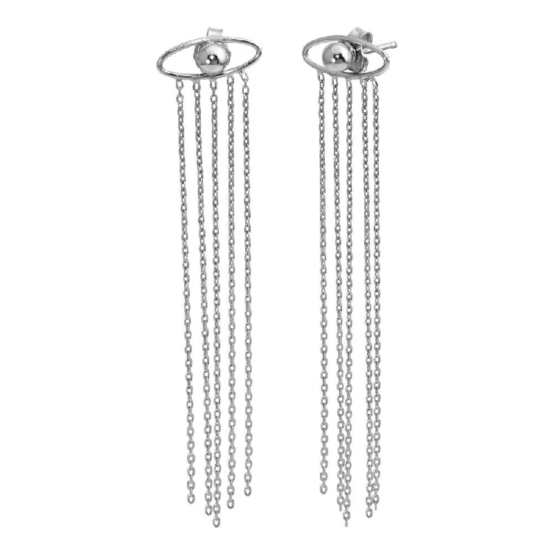 ladies-hoop-tassel-earrings-Rhodium Plated 925 Sterling Silver Crying Eyes Stud Earrings - SOE00018