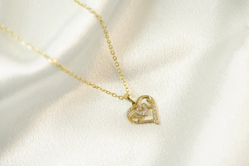 ladies-long-gold-necklace-14k I love you Necklace