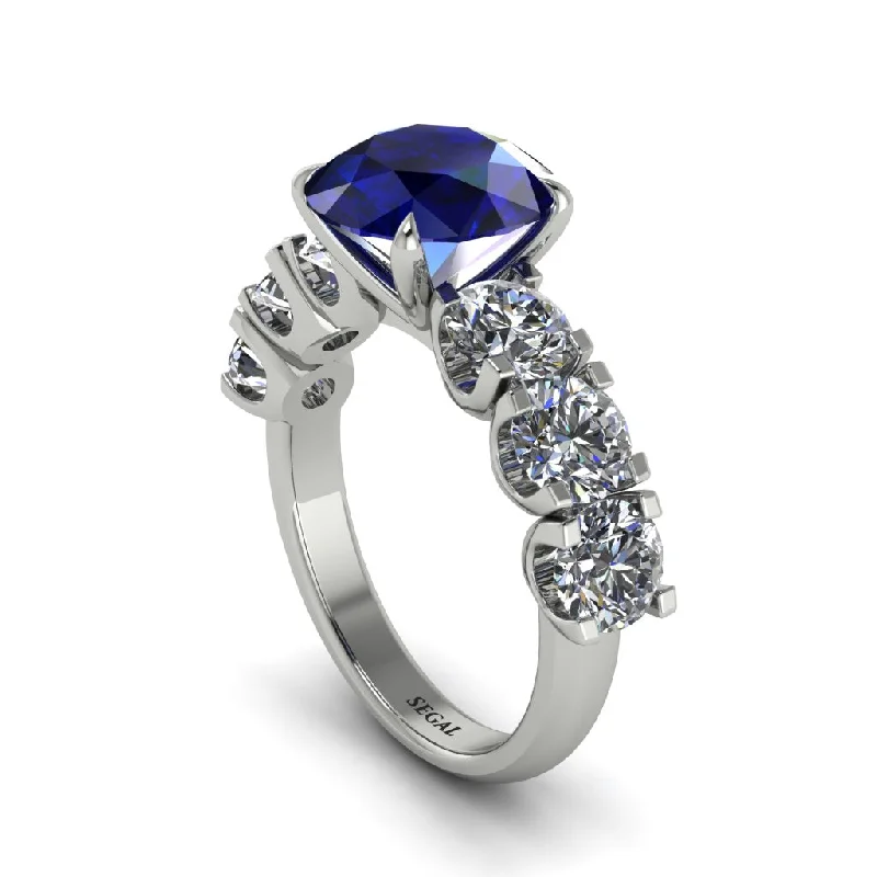 engagement-oval-sapphire-ring-Round Cut Sapphire Cathedral Engagement Ring - Tatum No. 15