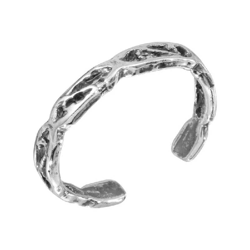 ladies ring unique vine pattern-Silver 925 Eleven Chain Design Adjustable Toe Ring - TR148-A