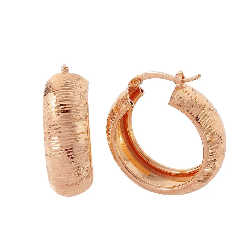 ladies-gift-crystal-earrings-Silver 925 Rose Gold Plated Armadillo Hoop Earrings - ITE00066RGP