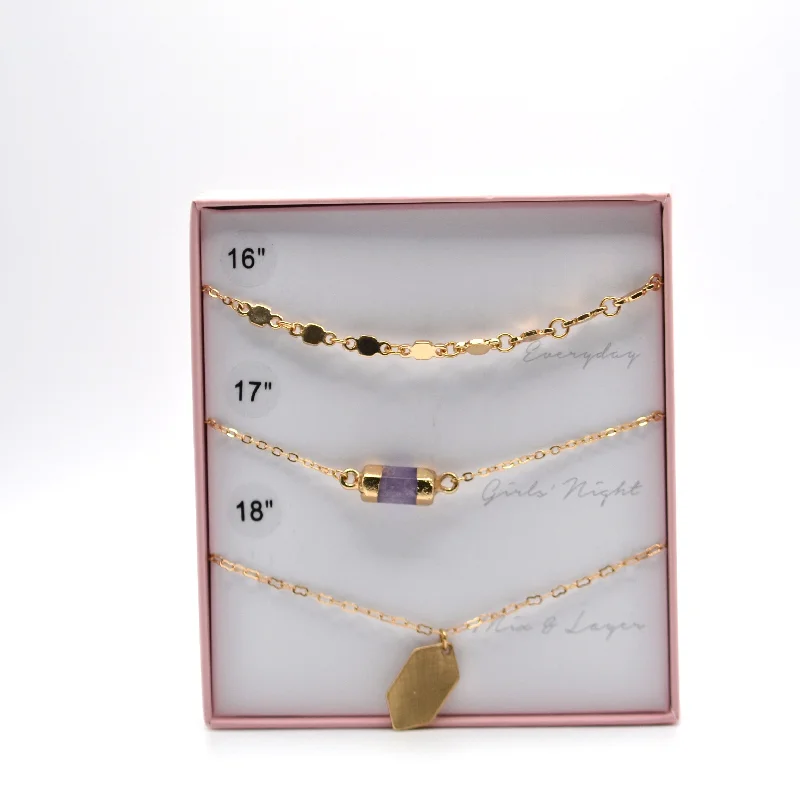 ladies-modern-rose-gold-necklace-Carmelle Necklace Set