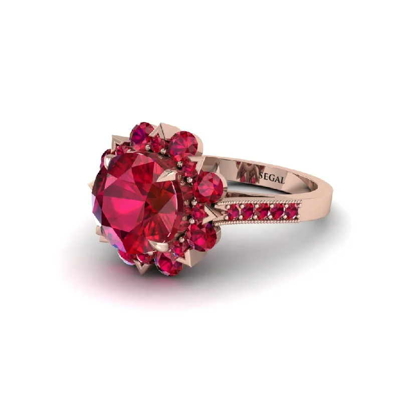 engagement-luxury-diamond-ring-Ruby Halo Sunburst Engagement Ring - Winter No. 56