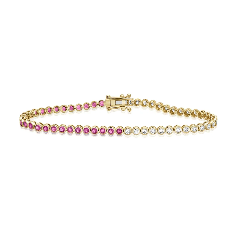 Ladies bracelets vintage inspired -Exquisite 2.70 Carat Pink Sapphire and Diamond Tennis Bracelet