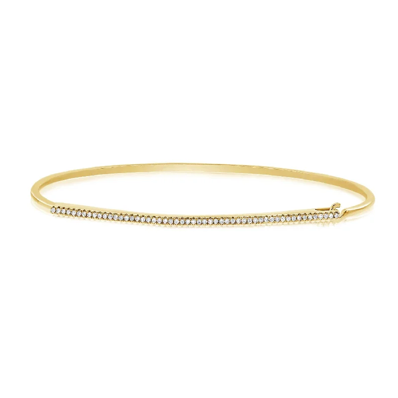 Ladies bracelets with angel charms -14K Gold Classic Diamond Bangle Bracelet