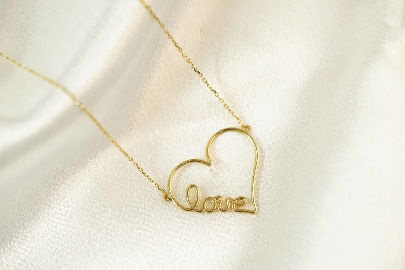 ladies-minimalist-necklace-14k Love Heart Necklace