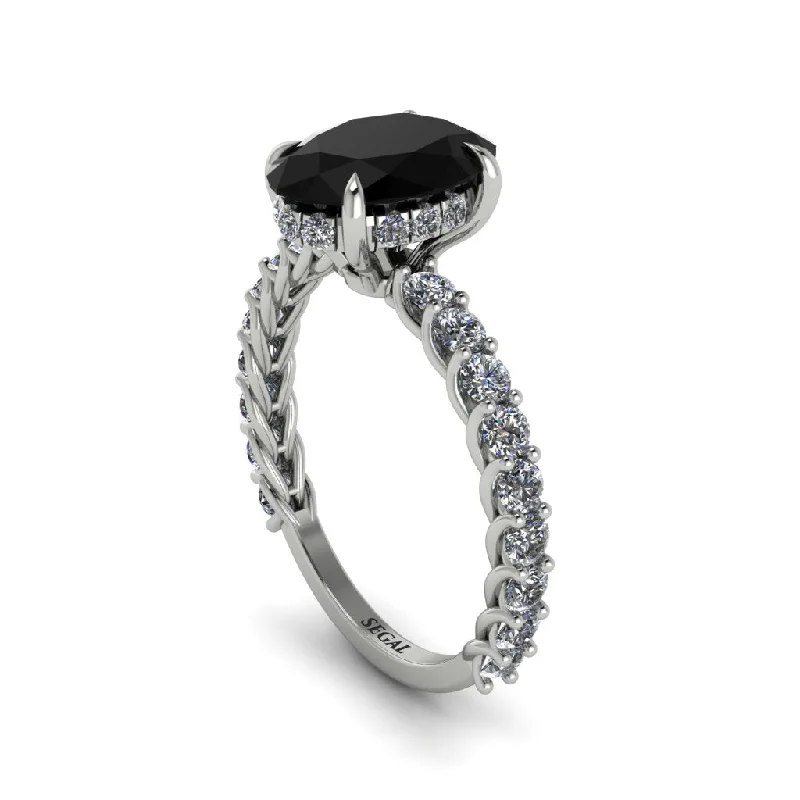 engagement-bridal-ring-Oval-Cut Halo Black Diamond Timeless Elegance Engagement Ring - Kelsey No. 9