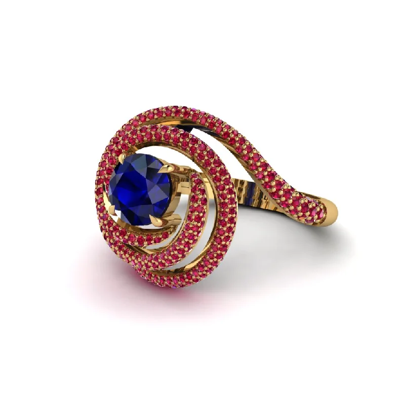 engagement-handmade-ring-Sapphire Double Halo Swirling Engagement Ring - Serena No. 58