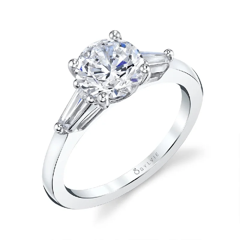 engagement-eternity-diamond-ring-Sylvie Collection 14K White Gold Round Engagement Ring Setting