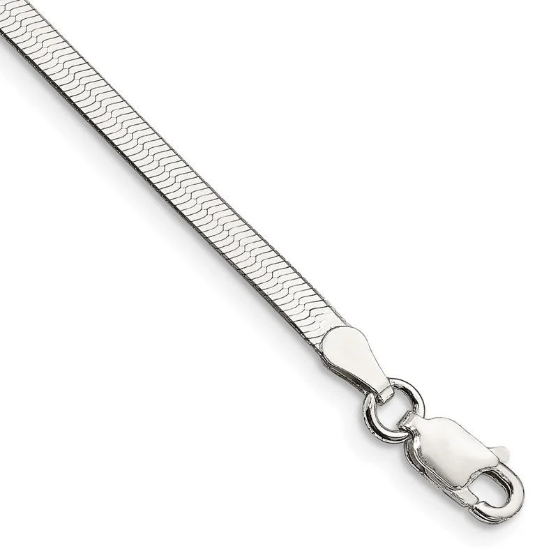 Ladies bracelets for nomads -Sterling Silver 3mm Magic Herringbone Chain Bracelet