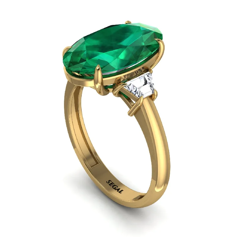 engagement-heart-rose-gold-ring-Oval-Cut Emerald Three Stone Engagement Ring - Amari No. 4