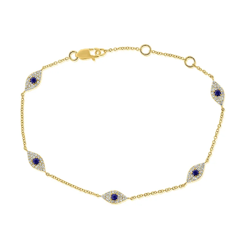 Ladies bracelets for wanderers -Evil Eye Bracelet with Sapphires & Diamonds