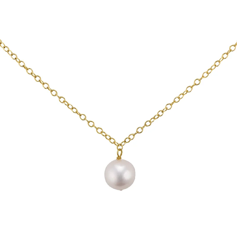 ladies-minimalist-silver-necklace-Single Pearl Drop Necklace