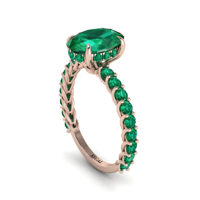 engagement-classic-silver-ring-Oval-Cut Halo Emerald Timeless Elegance Engagement Ring - Kelsey No. 20