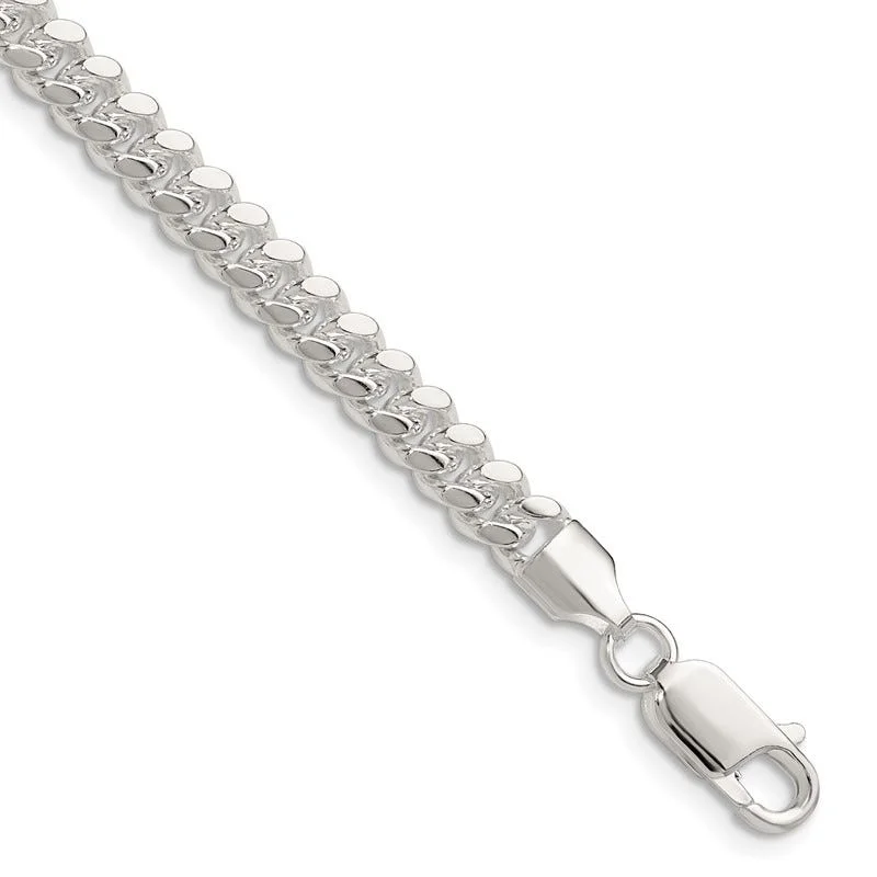 Ladies bracelets narrow bands -Sterling Silver Polished 5.7mm Domed Curb Chain Bracelet