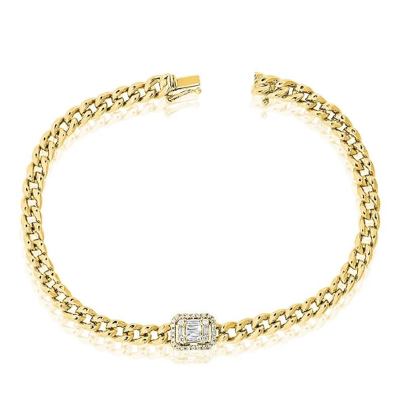 Ladies bracelets colorful beads -14Kt Gold & Diamond Illusion Set Chain Link Bracelet