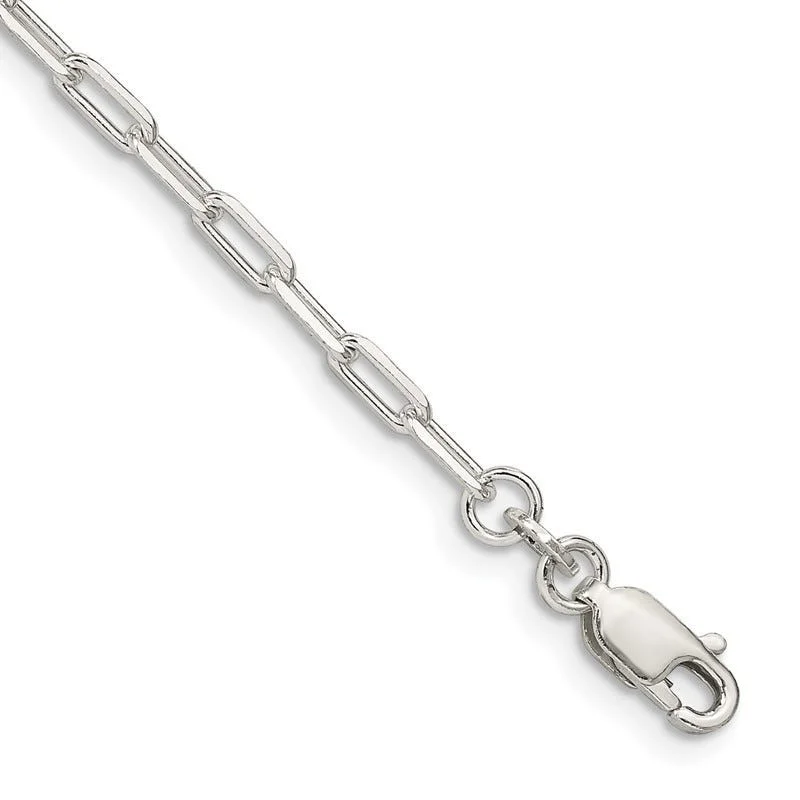 Ladies bracelets bold wristbands -Sterling Silver 2.75mm Elongated Open Link Chain Bracelet