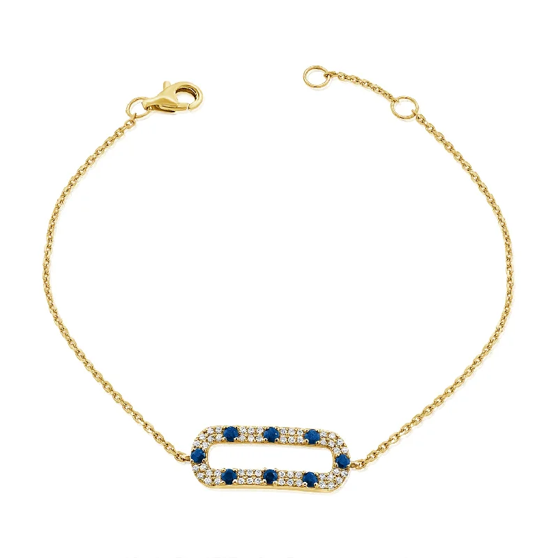 Ladies bracelets for expos -Sapphire & Diamond Chain Bracelet