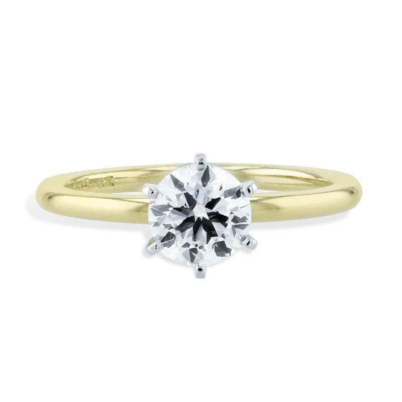 engagement-sapphire-solitaire-ring-Round Diamond Yellow Gold and Platinum Engagement Ring