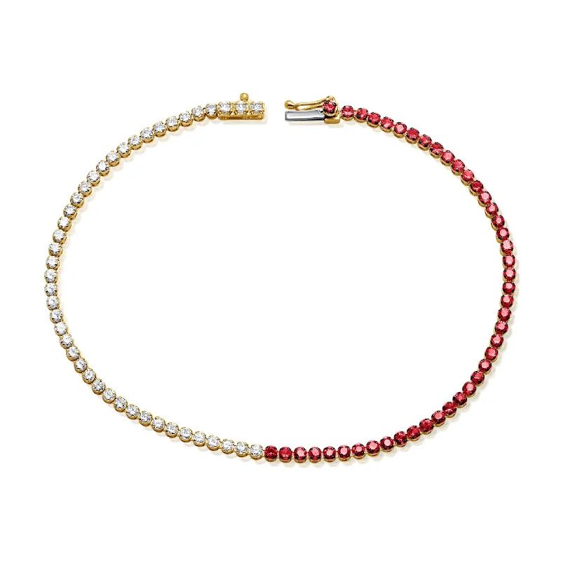 Ladies bracelets with dog charms -Luxurious 14K Gold Ruby and Diamond Gradient Tennis Bracelet