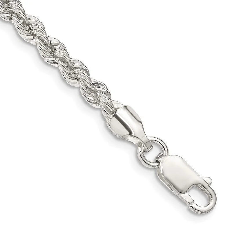 Ladies bracelets with butterfly charms -Sterling Silver 4.3mm Solid Rope Chain Bracelet