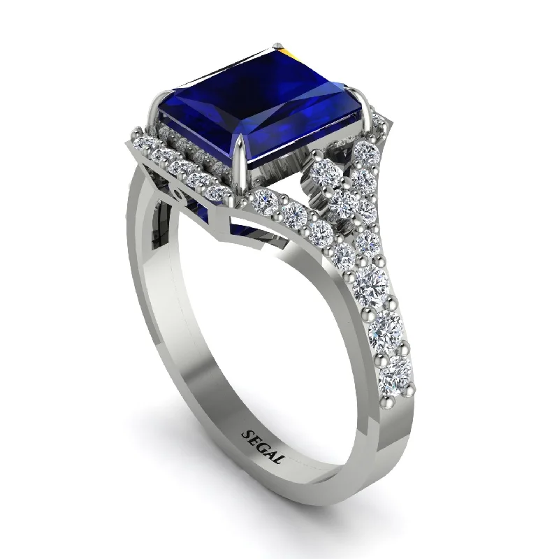 engagement-vintage-platinum-ring-Radiant Cut Sapphire 14K Halo Engagement Ring - Cassidy No. 15