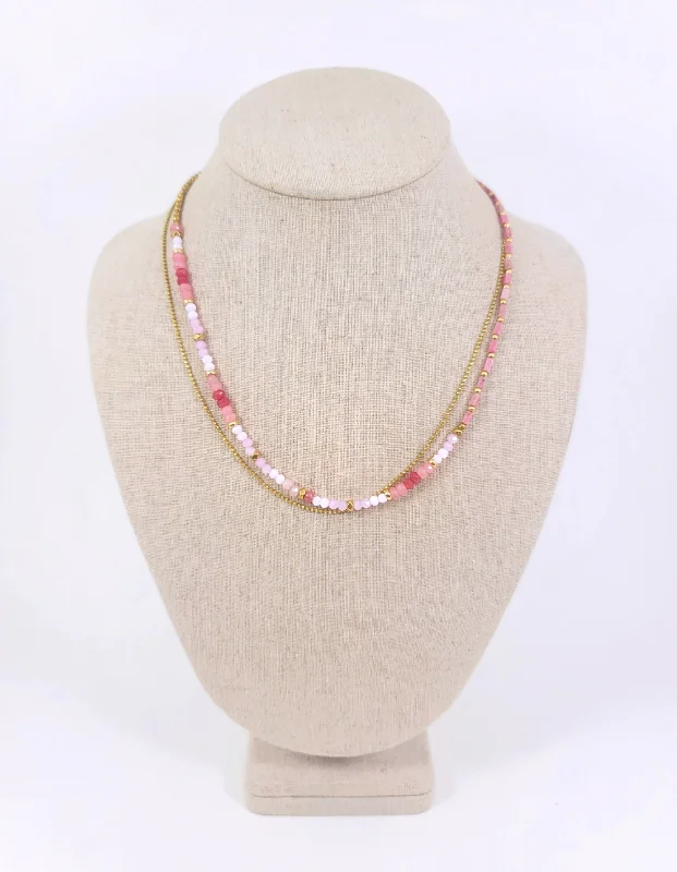 ladies-short-necklace-Pink Bejeweled Necklace