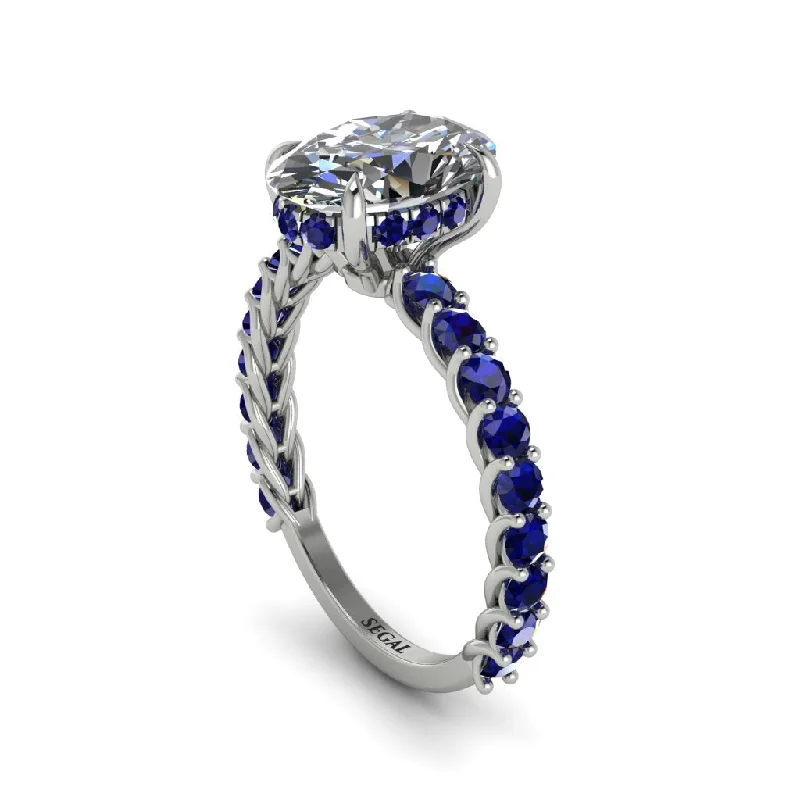 engagement-three-stone-sapphire-ring-Oval-Cut Halo Diamond Timeless Elegance Engagement Ring - Kelsey No. 63