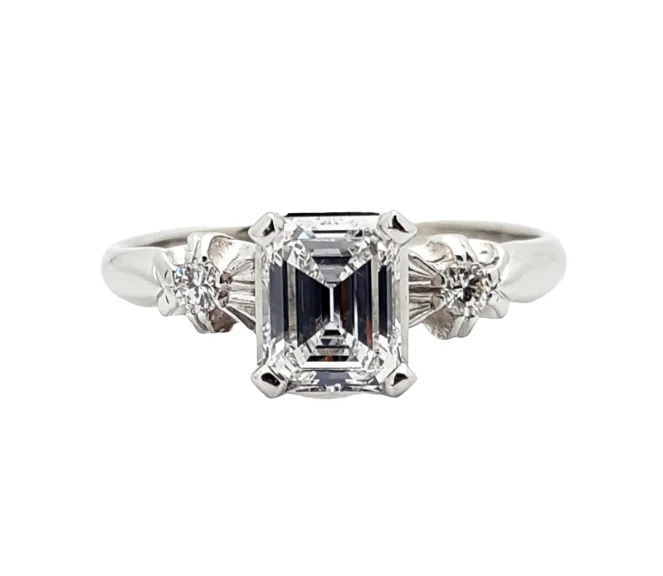 engagement-affordable-rose-gold-ring-1 Carat Platinum Emerald Cut Diamond Engagement Ring E/ VVS2