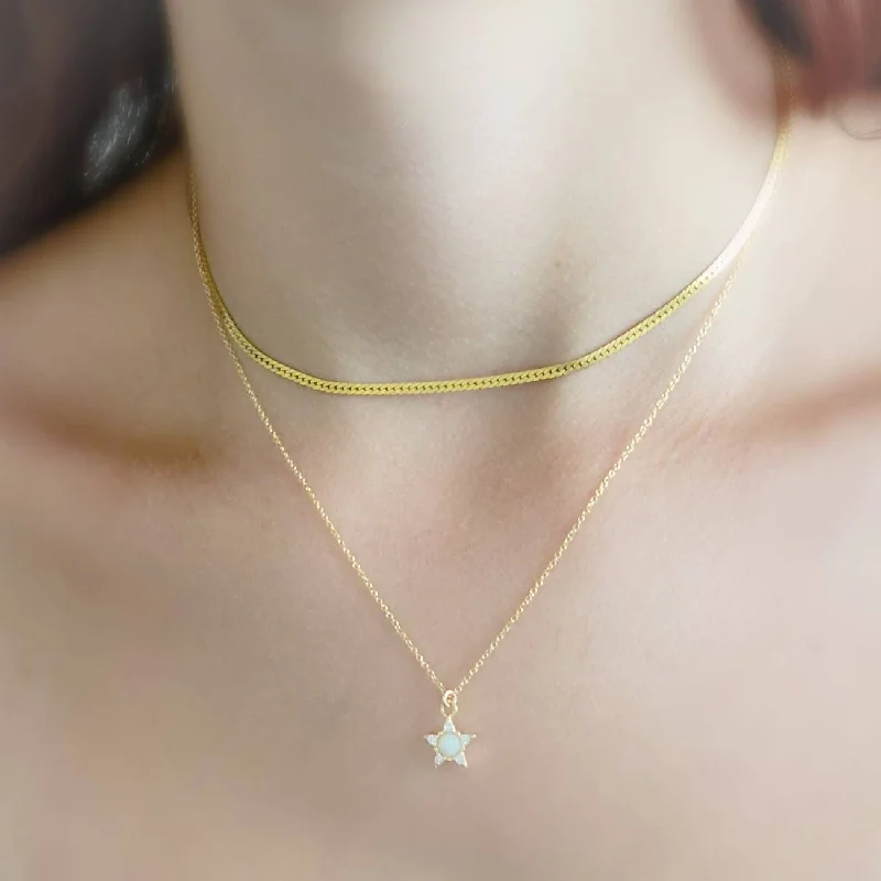 ladies-short-crystal-necklace-Opal Star Necklace