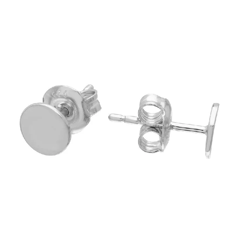 ladies-unique-crystal-earrings-Silver 925 Rhodium Plated Disc Stud Earrings - GME00077