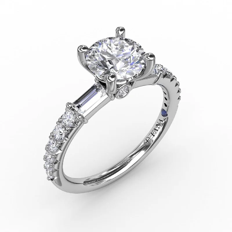 engagement-wedding-sapphire-ring-Contemporary Diamond Solitaire Engagement Ring With Baguettes