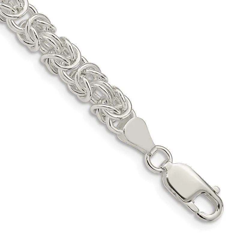 Ladies bracelets for hangouts -Sterling Silver 5.5mm Rounded Byzantine Chain Bracelet