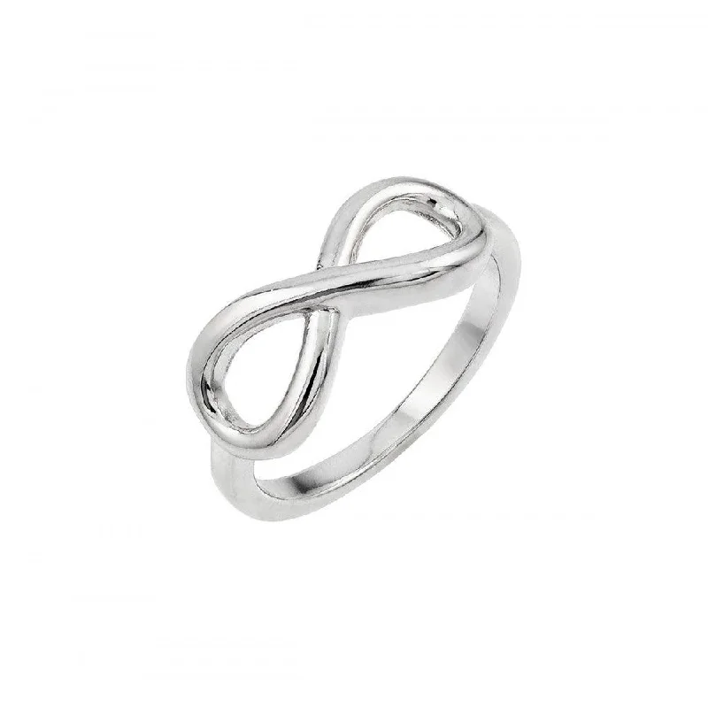 ladies ring personalized date detail-Silver 925 Rhodium Plated Infinity Ring - BGR00820