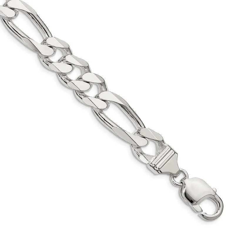 Ladies bracelets fancy cuffs -Sterling Silver 10.75mm Figaro Chain Bracelet