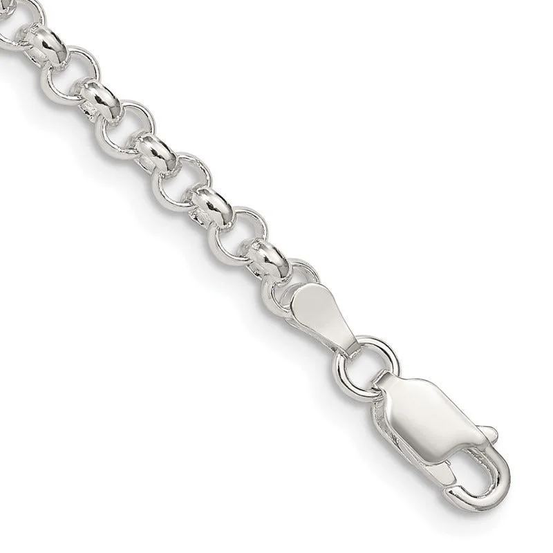 Ladies bracelets simple bangles -Sterling Silver 4mm Rolo Chain Bracelet