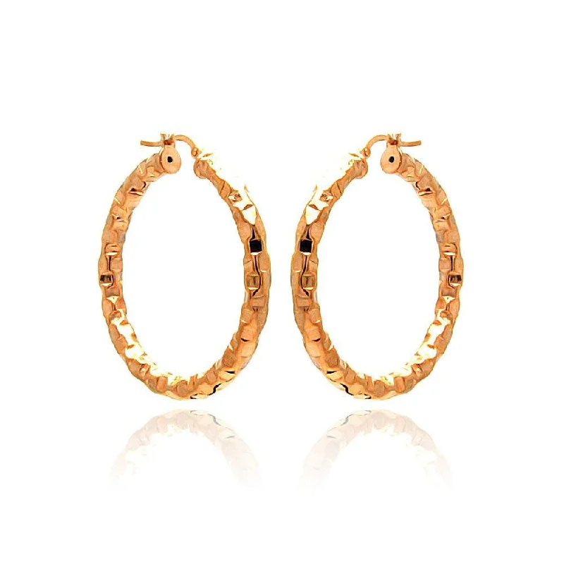 ladies-modern-rose-gold-earrings-Clearance-Silver 925 Rose Gold Plated Oval Hoop Earrings - ITE00023RGP