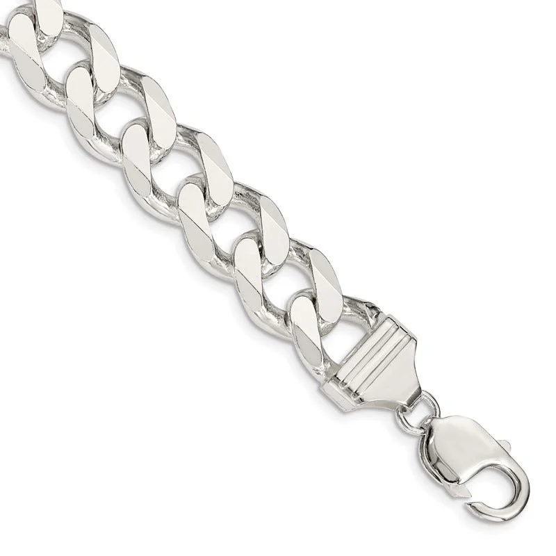 Ladies bracelets for stacking -Sterling Silver 13mm Curb Chain Bracelet