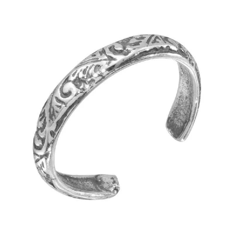 ladies ring floral petal design-Silver 925 Ornate Designed Toe Ring - TR146-A