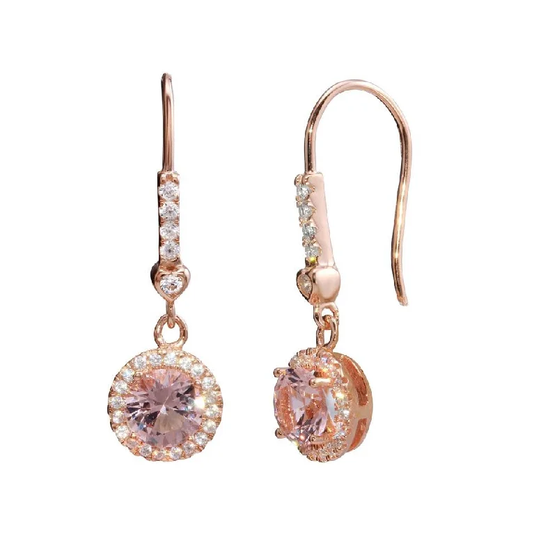 ladies-tassel-pearl-earrings-Rose Gold Plated 925 Sterling Silver Round CZ Dangling Earrings - STE01152RGP