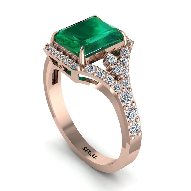 engagement-oval-rose-gold-ring-Radiant Cut Emerald 14K Halo Engagement Ring - Cassidy No. 5