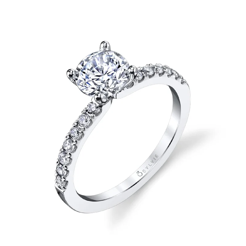 engagement-luxury-platinum-ring-Sylvie Collection 14K White Gold Solitaire Engagement Ring Setting