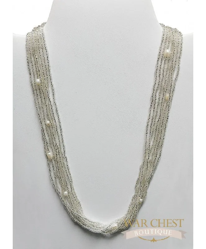 ladies-elegant-pearl-necklace-White Seed Bead Glam Necklace