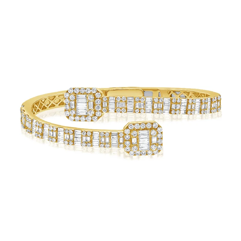 Ladies bracelets for autumn -4.83ct Baguettes & Round Diamond Flexible Cuff Bracelet