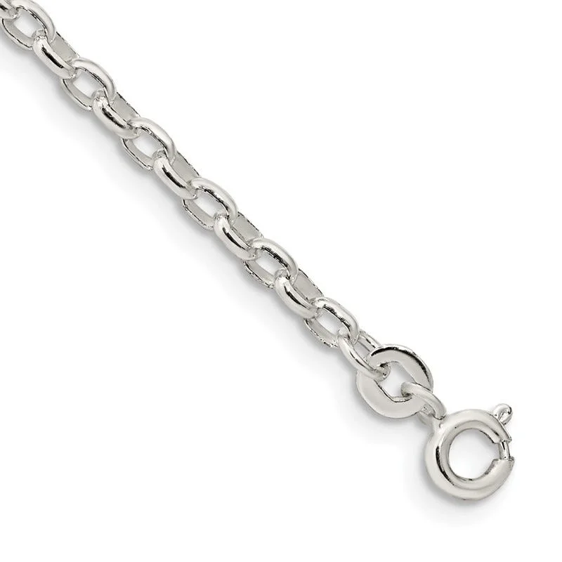 Ladies bracelets for pioneers -Sterling Silver 2.75mm Oval Fancy Rolo Chain Bracelet