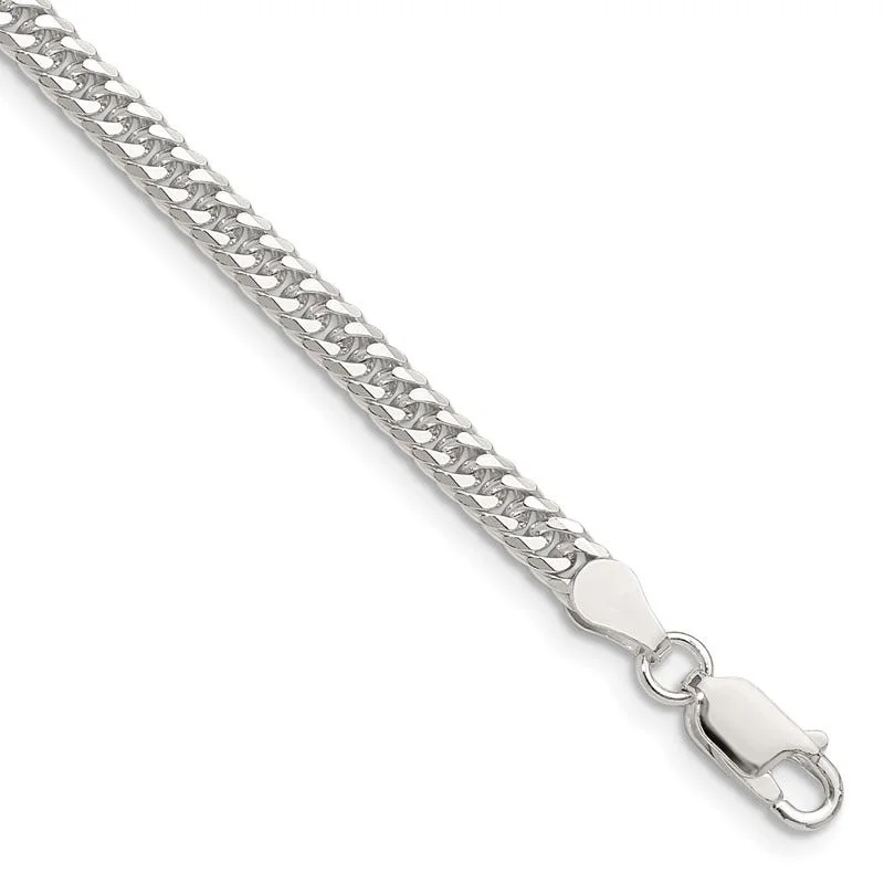 Ladies bracelets for reunions -Sterling Silver Polished 3.9mm Double Diamond-cut Curb Chain Bracelet