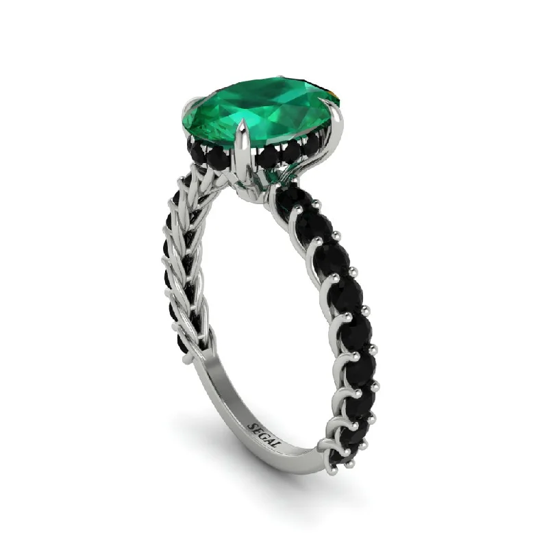 engagement-white-gold-vintage-ring-Oval-Cut Halo Emerald Timeless Elegance Engagement Ring - Kelsey No. 36