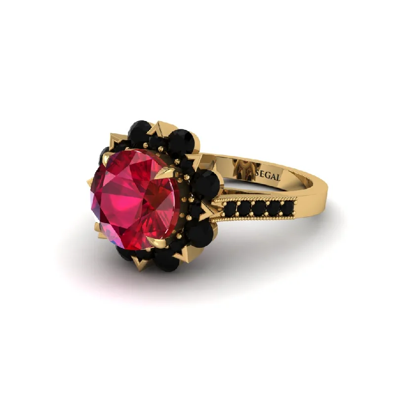 engagement-infinity-silver-ring-Ruby Halo Sunburst Engagement Ring - Winter No. 40