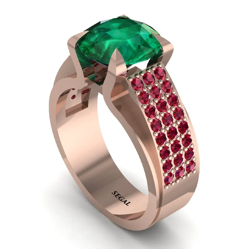 engagement-emerald-cut-diamond-ring-Round Cut Emerald 14K Gold Pave Engagement Ring - Saylor No. 50